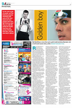 Published magazine page: “Golden boy”, featuring Ryk Neethling