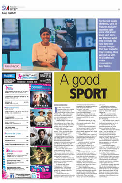 Published magazine page: “A good sport”, featuring Kass Naidoo